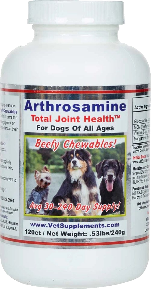 Official Arthrosamine Beefy Chewables 120 count bottle